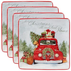 Home For Christmas Multicolor Dinner Plate (Set of 4)