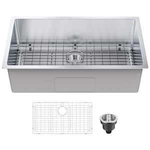 32 in. Kitchen Sink, 304 Stainless Steel Drop-in Sinks, Undermount Single Bowl Basin with Accessories Pack of 3