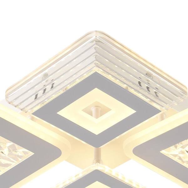 OUKANING 28.34 in. 1-Light White Modern Geometric Design Dimmable