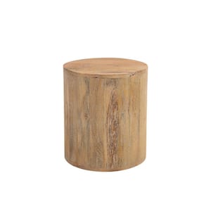 16 in. Round Natural Solid Wood End Table