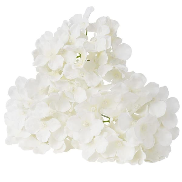 Artificial Flowers, 9.8 in., White, for Outdoor Indoor, Artificial Hydrangea Flower, 305 Pcs Silk Fake Hydrangea Bulk
