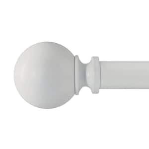 Punch and Press 36 in. - 72 in. Adjustable 1 in. Single Curtain Rod in White with Finials