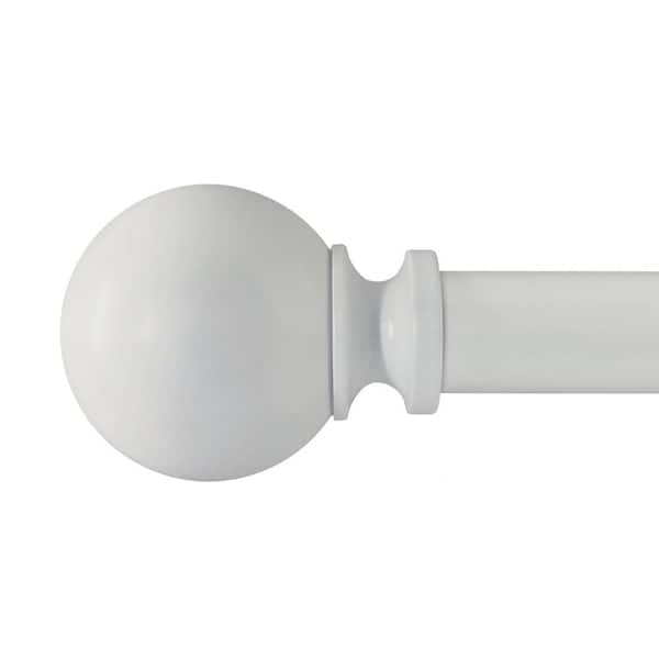 Decopolitan Punch and Press 72 in. - 144 in. Adjustable 1 in. Single Curtain Rod in White with Finials