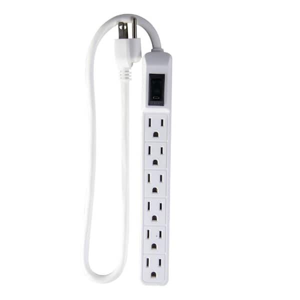 GoGreen Power 6-Outlet Mini Surge Protector with 90 Joules 2.5 ft. Cord - White
