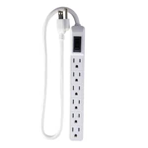 6-Outlet Mini Surge Protector with 90 Joules 2.5 ft. Cord - White