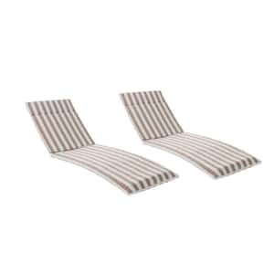 Salem Brown and White Stripe Deep Seating Outdoor Patio Chaise Lounge Cushion (2-Pack)