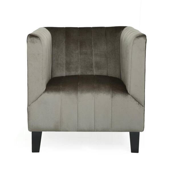 Noble House Kettering Modern Glam Gray Velvet Club Chair