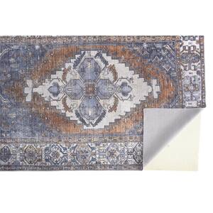 5 X 8 Blue and Ivory Floral Area Rug