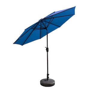 Peyton 9 ft. Market Patio Umbrella in Royal Blue with Bronze Round Base