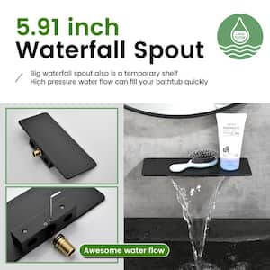 Dowell 1 Handle Wall Mounted Faucet with Solid Brass Valve and Spot Resistant in Matte Black, 5.5 GPM Waterfall Flow