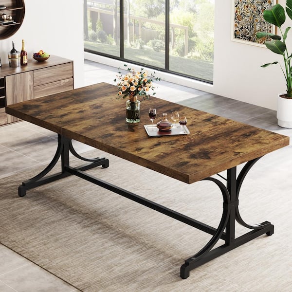 BYO TABLE D LEG 120×60 OAK BYBLIGHT Roesler Light Brown Wood Trestle 62.25 in. W Long
