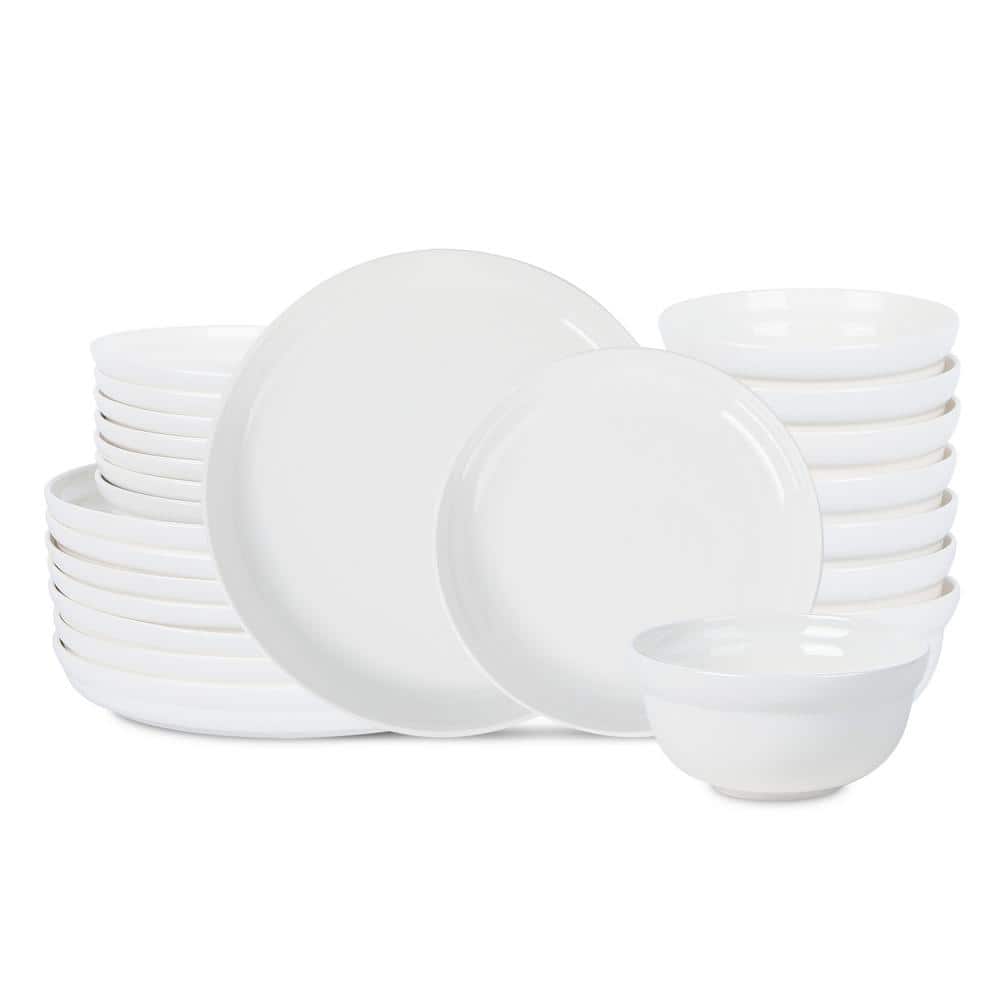 STONE LAIN Virtuo 24-Piece White Porcelain Dinnerware Set (Service for ...