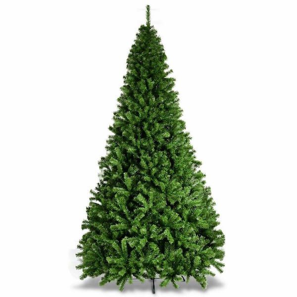 Gymax 9 ft. Artificial Christmas Tree Indoor Outdoor Tree Hinged with Metal Stand