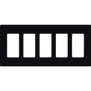 Claro 5 Gang Wall Plate for Decorator/Rocker Switches, Gloss, Black (CW-5-BL) (1-Pack)