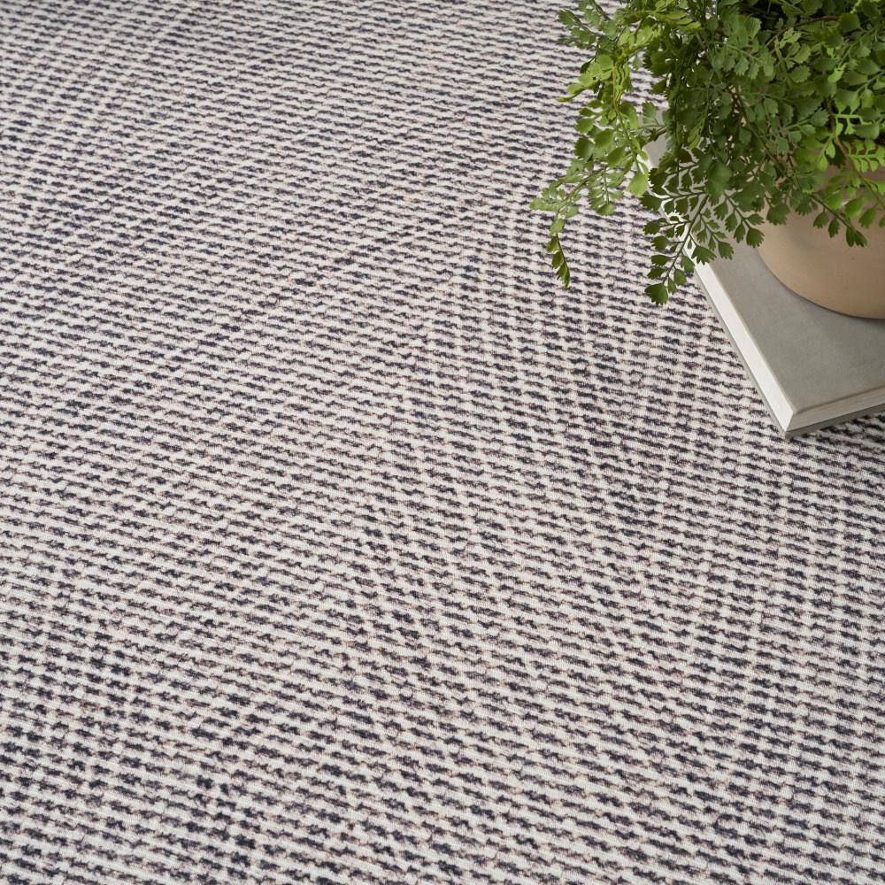 Gray Geometric Flat Woven Cotton Synthetic 5' x 7' Rug
