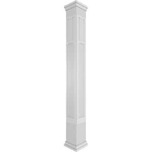 9-5/8 in. x 9 ft. Square Non-Tapered San Miguel Mission Style Fretwork PVC Column Wrap Kit with Prairie Capital and Base