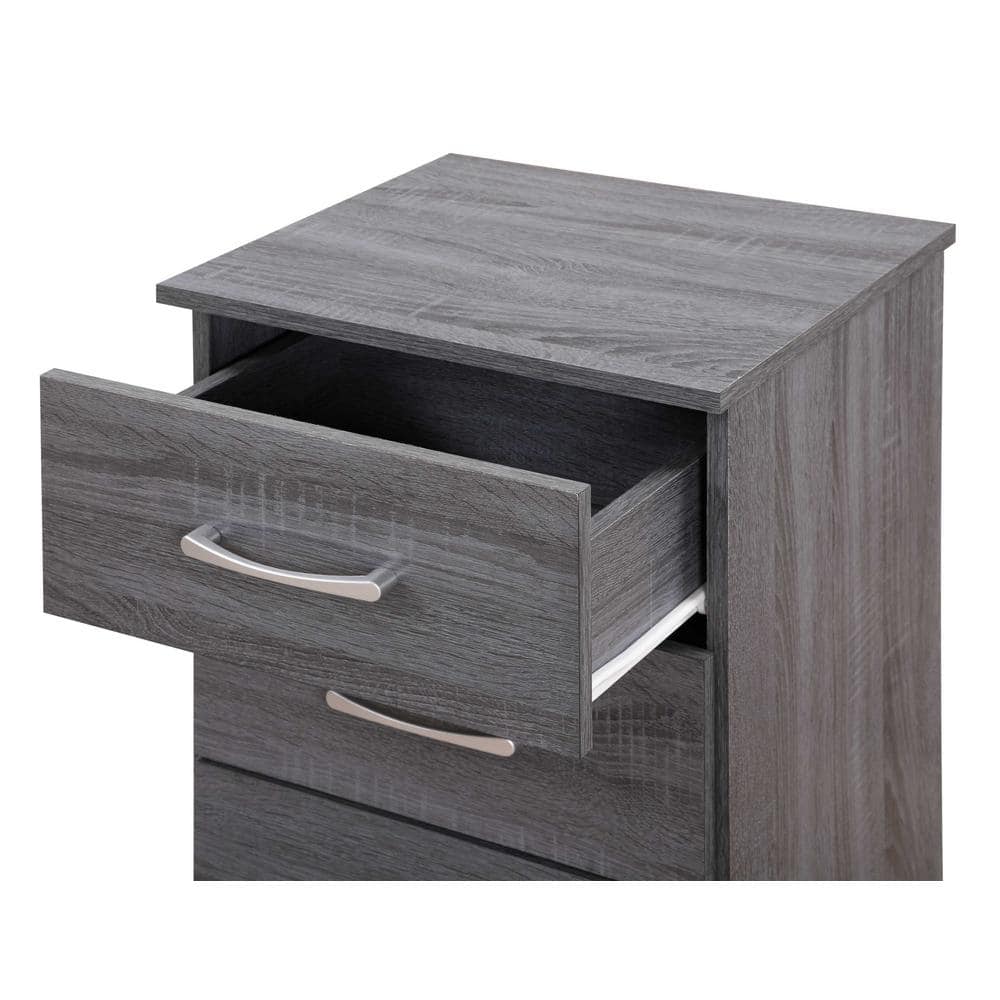 Boston Gray 3-Drawer Solid Wood Nightstand