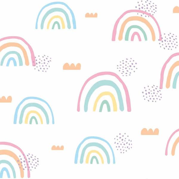RoomMates Pink and White Rainbow's End Peel and Stick Wallpaper (Covers 28.29 sq. ft.)