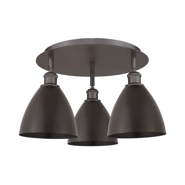 Ballston Dome 19.25 in. 3-Light Oil Rubbed Bronze Industrial Flush Mount Shade