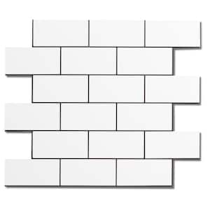 LONGKING 10-Sheet Peel and Stick Tile for Kitchen Backsplash, 12x12 Inches White Subway Tile with Grey Grout