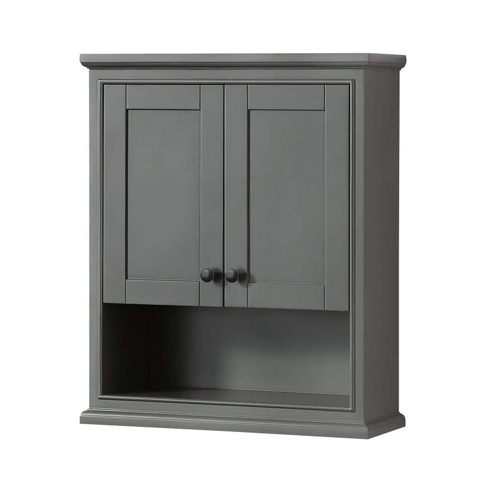 Deborah Dark Gray Wall-Mounted Bathroom Cabinet with Matte Black Trim