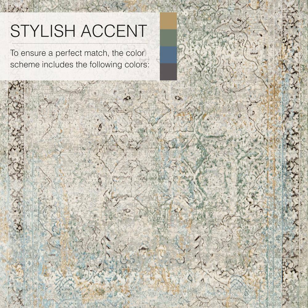 Melo Washable Gray Wool-Synthetic Blend 10' x 14' Area Rug