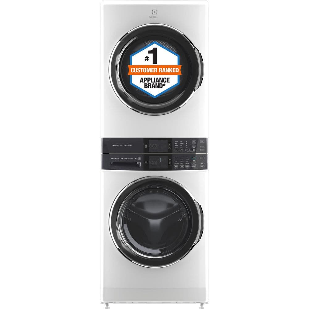4.5 cu. ft. Stacked Washer and 8.0 cu. ft. Electric Dryer Laundry Tower in White with SmartBoost Premixing, Energy Star