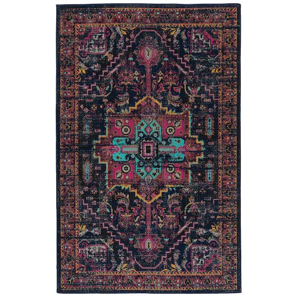 Kaleen Zuma Beach Navy 3 ft. 11 in. x 5 ft. 3 in. Indoor/Outdoor Area Rug