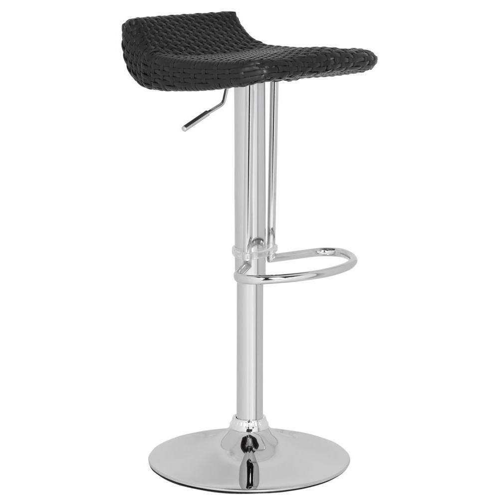 Juji Black Wicker Adjustable Swivel Bar Stool