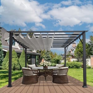 Florence 16 ft. x 11 ft. Aluminum Pergola with Grey Frame and a Gray Canopy