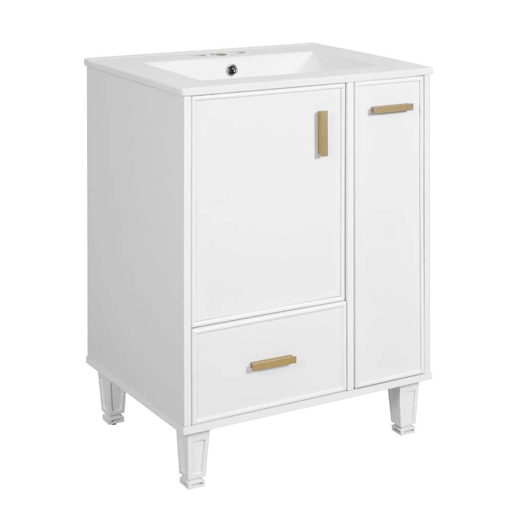 24.25 in. W x 18.25 in. D x 33.88 in. H Freestanding Bath Vanity in White with White Ceramic Top(Unassembled) price history on PriceWatchPro