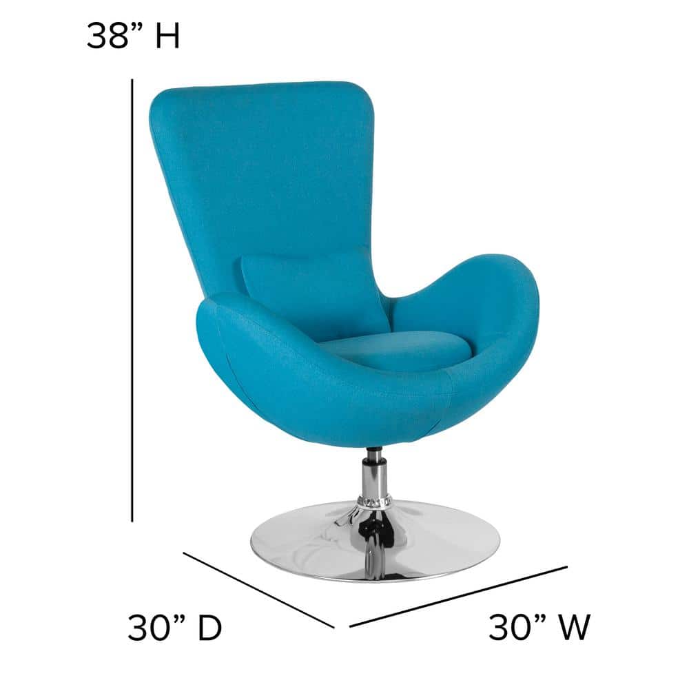 Aqua Fabric High Back Swivel Reception Chair with Chrome Base