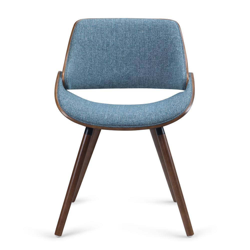 Denim Blue Upholstered Parsons Side Chair with Solid Wood Legs