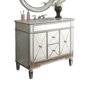 44 in. W x 22 in D. x 36 in. H Single Sink Mirrored Bath Vanity with White Carrara Marble Top