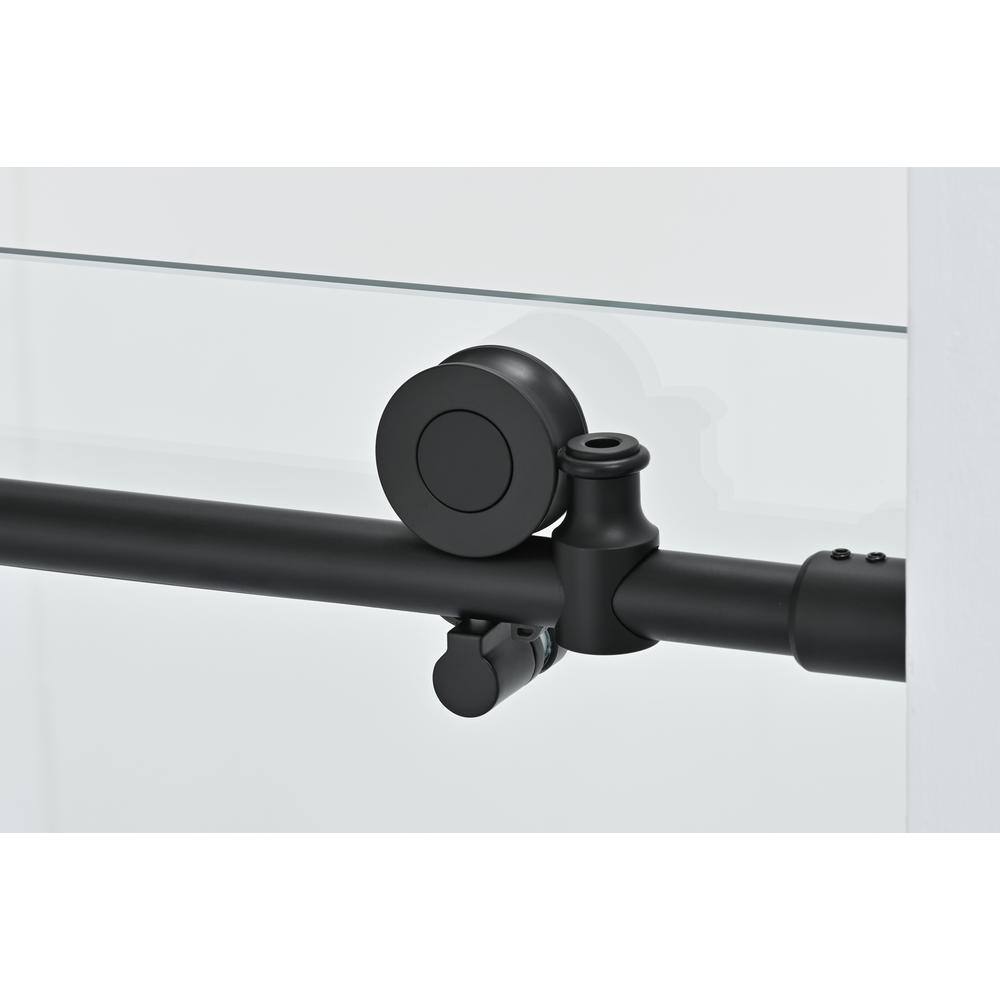 60 in. Matte Black Frameless Soft Close Sliding Shower Door with Clear Glass