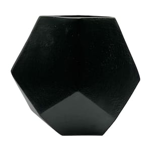 10 in. Decorative Aluminum Diamond Vase in Black