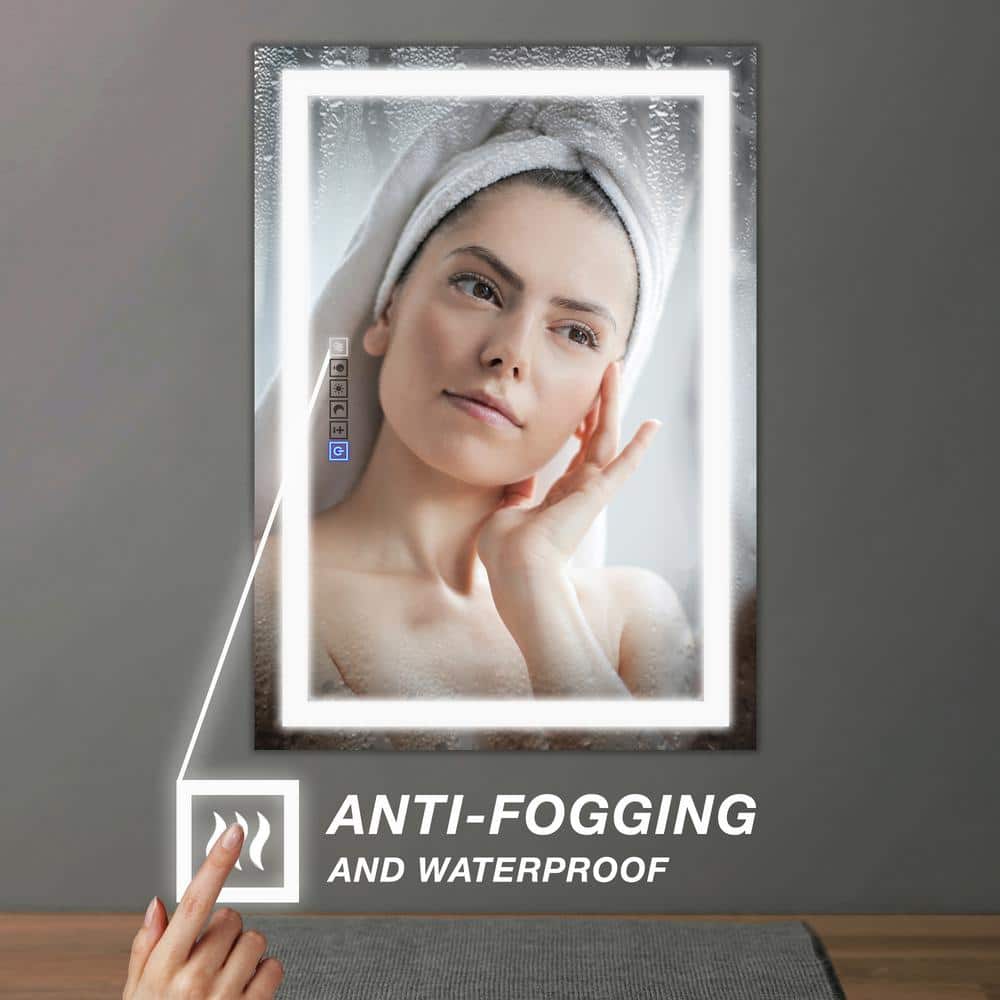 48" x 36" Frameless LED Bathroom Mirror with Anti-Fog
