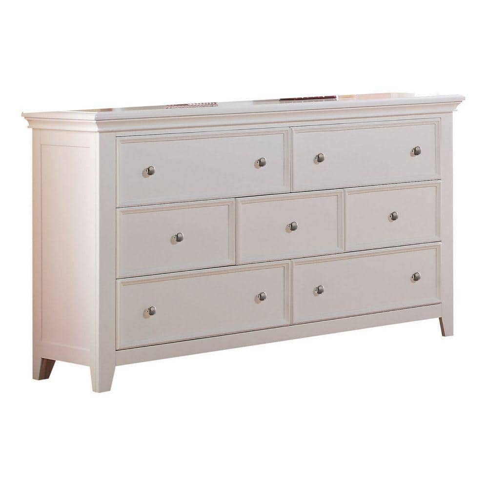 Benjara 17.99 in. White 7Drawer Wooden Dresser Without Mirror BM194206