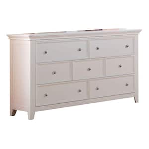 17.99 in. White 7-Drawer Wooden Dresser Without Mirror