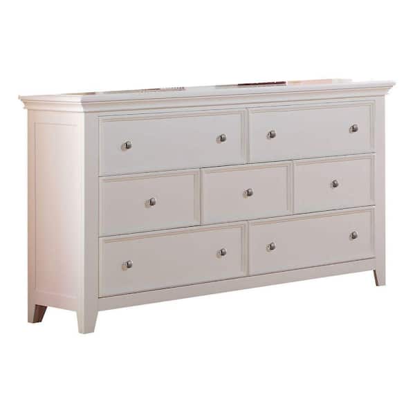 Benjara 17.99 in. White 7-Drawer Wooden Dresser Without Mirror