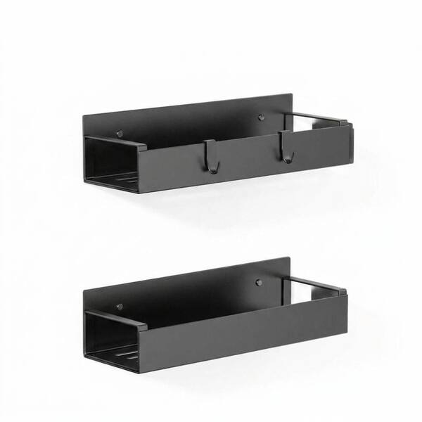 Magnetic Fridge Organizer Spice Rack with 2 Detachable Hooks Cabinet Shelf for Kitchen Pantry Counter