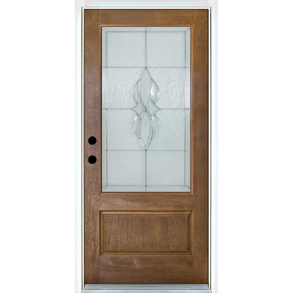 Mp Doors 36 In X 80 Scotia Medium Oak Right Hand Inswing 3 4 Lite Decorative Fiberglass Prehung Front Door N3068r27sck24 - Home Depot Decorative Doors