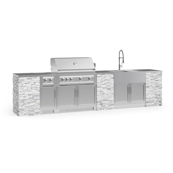 NewAge Products Signature Series 149.16 in. x 25.5 in. x 58.64 in. 11-Piece Outdoor Kitchen Cabinet Set with Liquid Propane 40 in. Grill