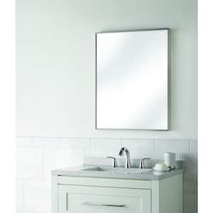 22 in. W x 28 in. H Rectangular Framed Wall Bathroom Vanity Mirror in Brushed Nickel