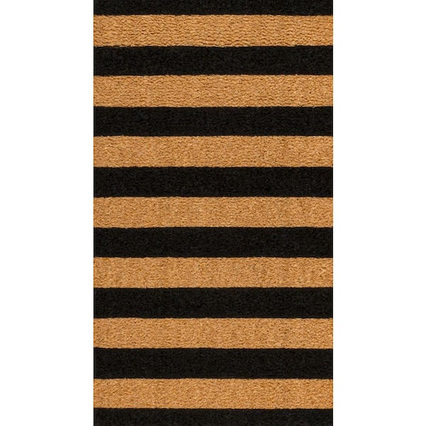 Peater Classic Casual Commerical Natural Coir Natural/Black Stripe 2 ft. x 4 ft. Indoor/Outdoor Mat