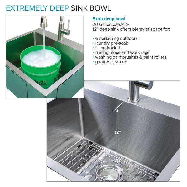 NILZA Kitchen Sink Corner Stainless Steel Sink, Utility Sink Free Standing Single Bowl Corner Sink, Garden Sink Portable Utility Triangle Wash Basin for Kitchen & Restrooms (Size : Cold hot