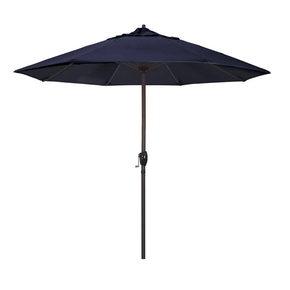 9 ft Navy Blue Sunbrella Aluminum Patio Umbrella with Crank and Tilt