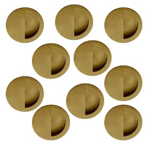 FHIX 3-1/2 in. Dia Satin Brass PVD Stainless Steel Semi-Circular Flush Cup Pull (10-Pack)
