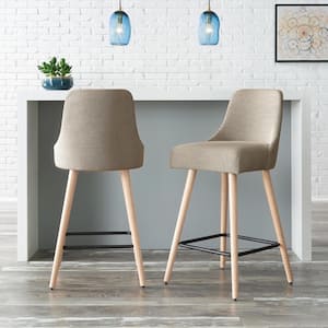 Benfield Biscuit Beige Upholstered Bar Stools with Back (Set of 2)