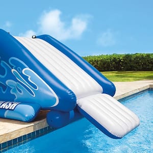 Blue/White Inflatable Play Center Water Slide with Bestway Floating Island Lounge set